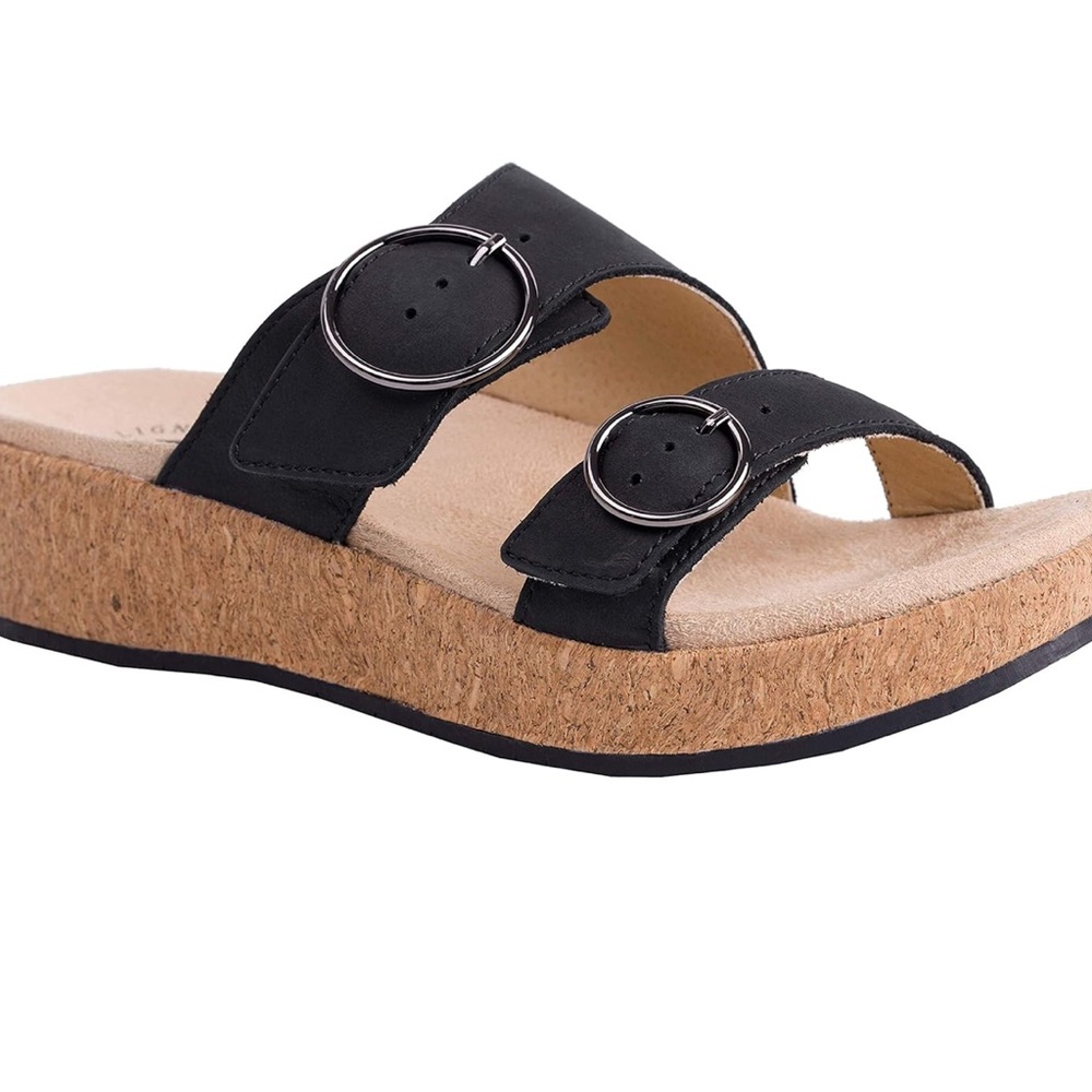 NEW in box revitalign Women's Black Slide Sandals breakwater cove size 6